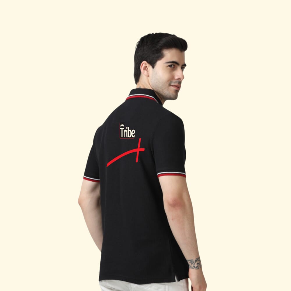 Marks & Spencer Polo T-shirt Tipping-Black with Red